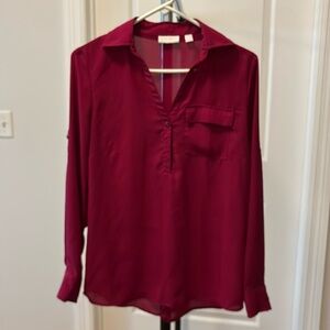 New York and company grape purple quarter button up blouse